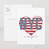 Carte Postale NYC American Flag Heart (Devant / Derrière)