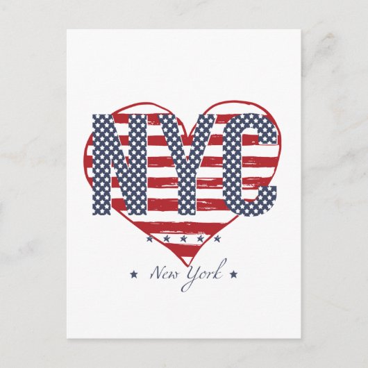 Carte Postale NYC American Flag Heart (Devant)