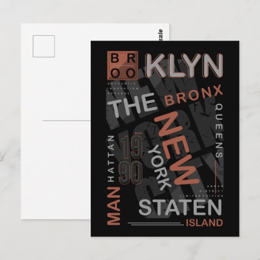 Carte Postale NYC Boroughs (Devant / Derrière)