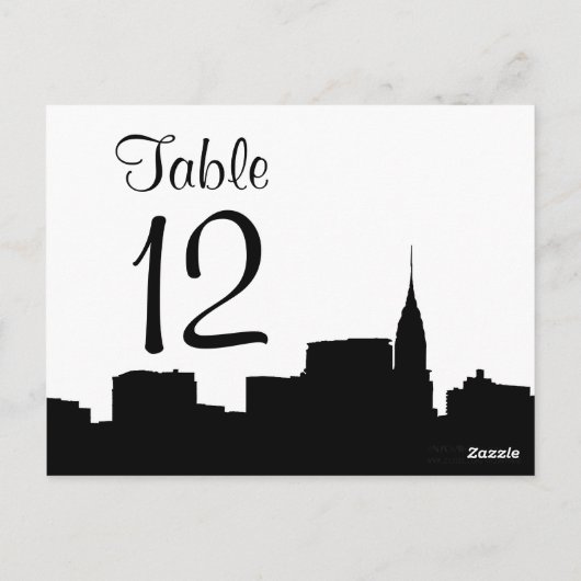 Carte Postale NYC Chrys Skyline Silhouette Blk Wht Numéro de tab (Dos)