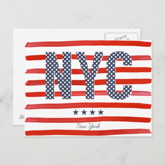Carte Postale NYC | Design rouge, blanc et bleu (Devant / Derrière)