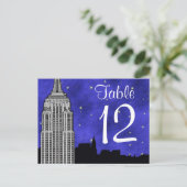 Carte Postale NYC ESB Skyline Silhouette Blu2 Stré Numéro de tab (Debout devant)