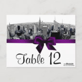 Carte Postale NYC Etched Fisheye Skyline BW Purple Numéro de tab (Dos)