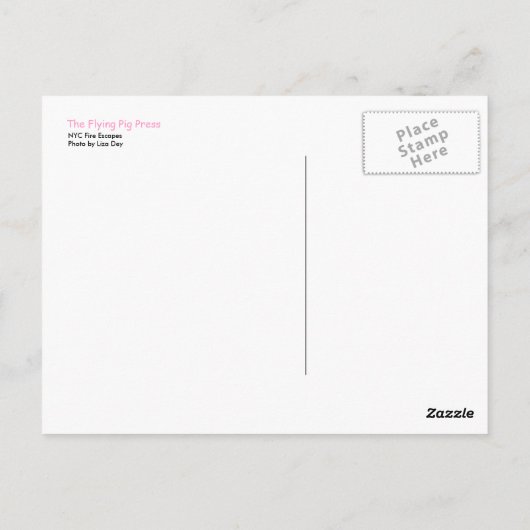 Carte postale NYC Fire échappe (Dos)