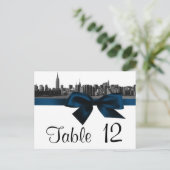 Carte Postale NYC Large Skyline Etted BW Navy Blue Table Numéro (Debout devant)