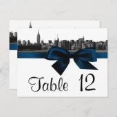Carte Postale NYC Large Skyline Etted BW Navy Blue Table Numéro (Devant / Derrière)