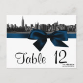 Carte Postale NYC Large Skyline Etted BW Navy Blue Table Numéro (Dos)