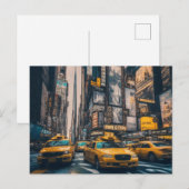 Carte Postale NYC Manhattan Taxis Jaunes (Devant / Derrière)