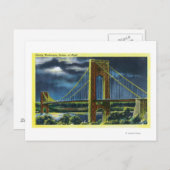 Carte Postale NYC, New YorkGeorge Washington Bridge à la nuit (Devant / Derrière)