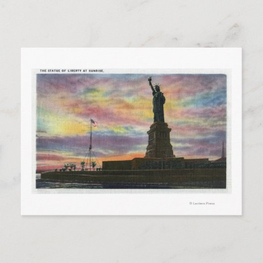 Carte Postale NYC, New YorkSunrise Vue de la statue de la libert (Devant)