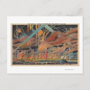 Carte Postale NYC, NY - Feu d'artifice dans la lagune des mondes