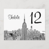 Carte Postale NYC Skyline ESB Top of the Rock Table Number (Dos)