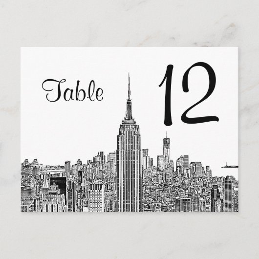 Carte Postale NYC Skyline ESB Top of the Rock Table Number (Devant)