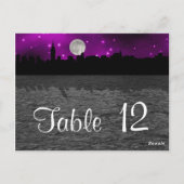 Carte Postale NYC Skyline Silhouette Lune violette Numéro de tab (Dos)