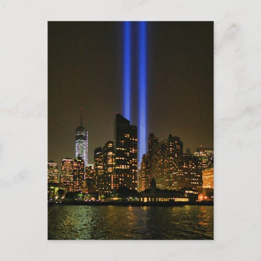 Carte Postale NYC Skyline : WTC 9/11 Hommage À La Lumière 2013 # (Devant)