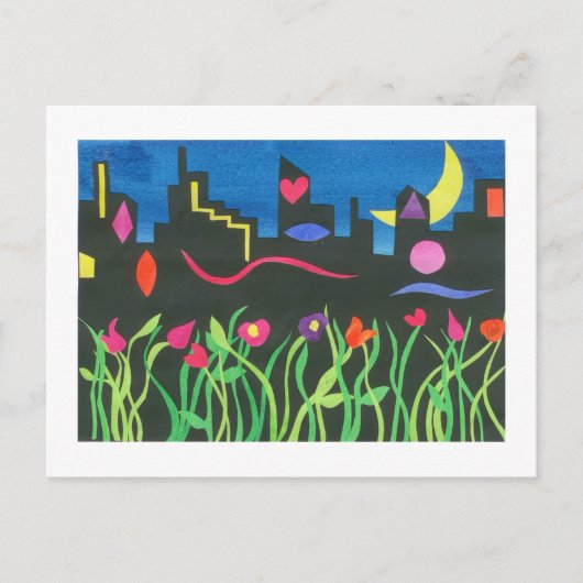 Carte Postale NYC vert la nuit (Devant)