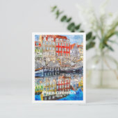 Carte Postale Nyhavn Copenhagen Danemark Voyage Aquarelle Sketch (Debout devant)