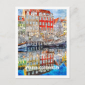 Carte Postale Nyhavn Copenhagen Danemark Voyage Aquarelle Sketch (Devant)