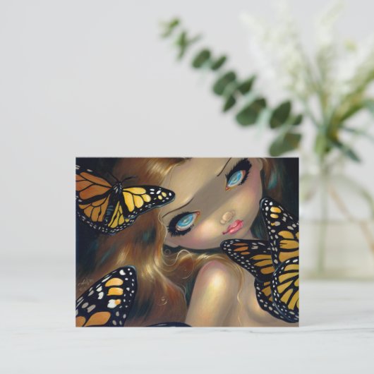 Carte postale "Nymphe avec monarques" (Debout devant)