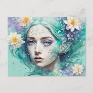 Carte Postale Nymphe de l'eau avec fleurs de lotus