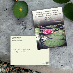 Carte Postale Nymphéa rose et photo personnalisée de nénuphars