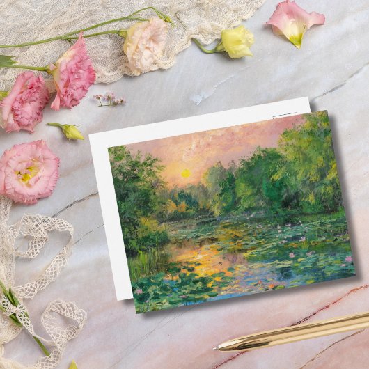 Carte Postale Nymphéas par Claude Monet, Coucher de soleil, Colo