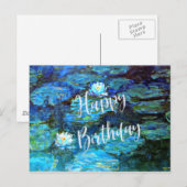 Carte Postale Nymphes d'eau (bleu), voeux d'anniversaire (Devant / Derrière)