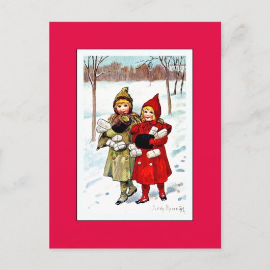 Carte Postale Nystrom - Enfants dans la neige (1), art (Devant)