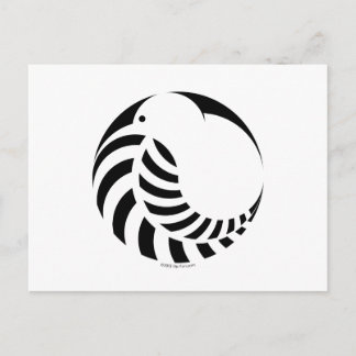 Carte Postale NZ Kiwi / Emblème de la foune d'argent