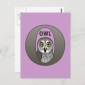 Carte Postale O est pour Owl (Devant / Derrière)