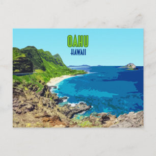 Carte Postale Oahu Hawaii Plage Vintage