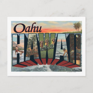 Carte Postale Oahu, HawaiiGrandes lettres ScènesOahu, HI