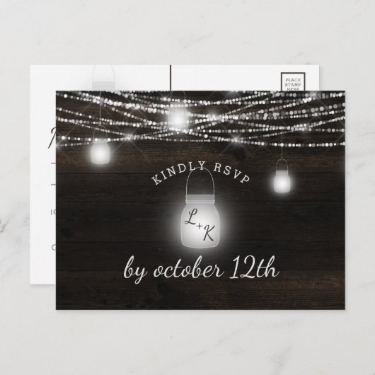 Carte Postale Oak Ridge Rustic Wood Mariage Repas Choix RSVP (Devant / Derrière)