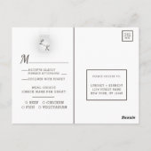 Carte Postale Oak Ridge Rustic Wood Mariage Repas Choix RSVP (Dos)