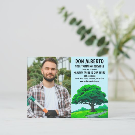 Carte Postale Oak Tree Logo | Tree Trimming Service Marketing (Debout devant)