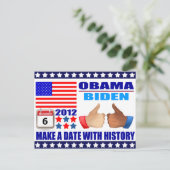 Carte postale : Obama/Biden - Drapeau - Date W/His (Debout devant)