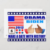 Carte postale : Obama/Biden - Drapeau - Date W/His (Devant / Derrière)