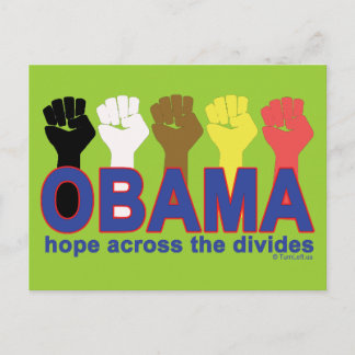 CARTE POSTALE OBAMA ESPÈRE À TRAVERS LES DIVIDES
