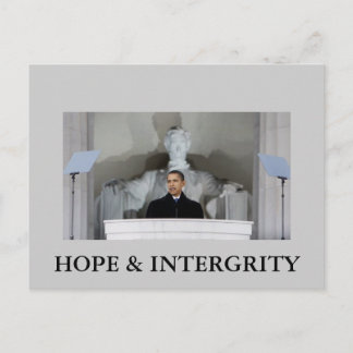 CARTE POSTALE OBAMA HOPE & INTERGRITY