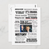 Carte Postale Obama : Le quarante-quatrième Président Headline (Devant / Derrière)