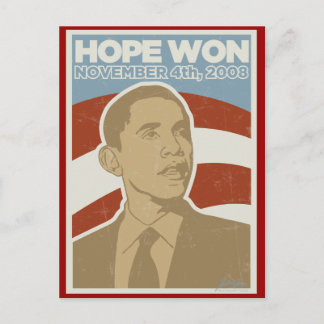 Carte Postale Obama "L'Espoir a Gagné" Vintage