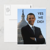 Carte Postale Obama Oui ! (Devant / Derrière)