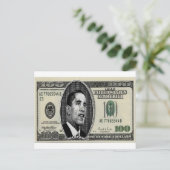 Carte Postale Obama sur une facture de 100 dollars (Debout devant)