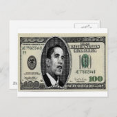 Carte Postale Obama sur une facture de 100 dollars (Devant / Derrière)