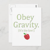 Carte Postale obéissez à la gravité - c'est la loi ! (Devant / Derrière)