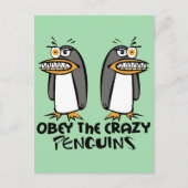 Carte Postale Obéissez aux manchots fous (Vert) (Devant)