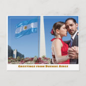 Carte Postale Obélisque de Buenos Aires Argentine avec danseurs (Devant)