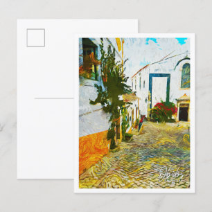 Carte Postale Obidos Portugal Belle peinture à l'huile Paysage