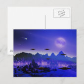 Carte Postale Objet volant UFO dans l'espace (Devant / Derrière)