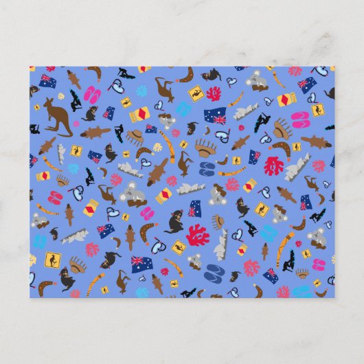 Carte Postale objets australiens, ce qui est célèbre en Australi (Devant)